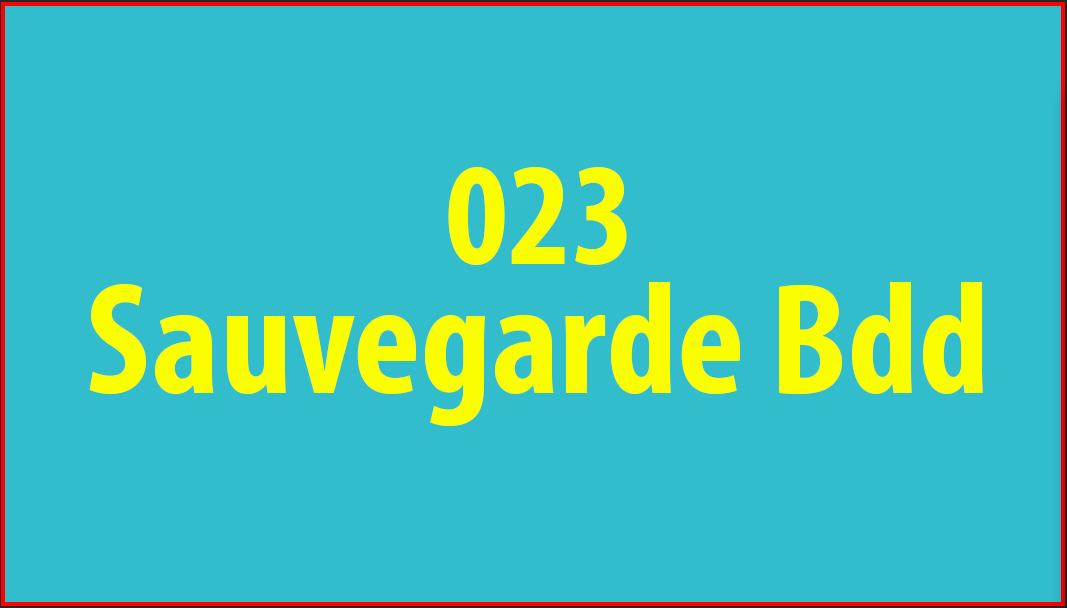Sauvegarde bdd